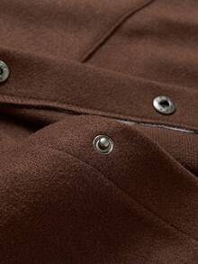 Manfinity Homme Nam Chất rắn Túi có nắp Thả vai Áo khoác kiểu sơ mi - màu nâu - Xem 4