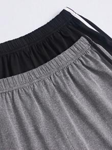 SHEIN 2pcs Contrast Binding Lounge Shorts Sleep Shorts - Multicolor - View 5