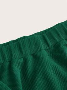 SHEIN MOD 素色腰帶喇叭半身裙 - 綠色 - 查看 4