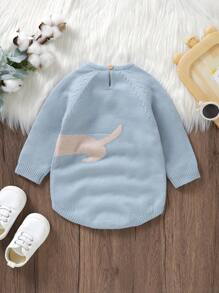 Body de punto con manga raglán y estampado de dibujos animados para bebé niño - Azul - Ver 2