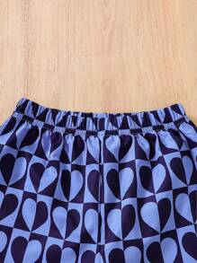 女嬰方領T恤&滿版心形印花長褲 - 彩色 - 查看 3