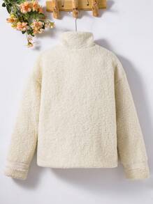 SHEIN Unity Zip Up Drop Shoulder Teddy Coat - Black and White - View 2