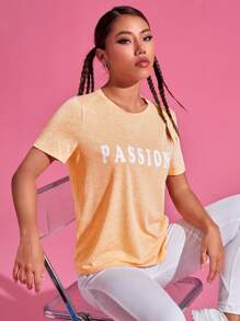 Sport T-Shirt mit Buchstaben Grafik,