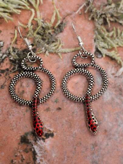 Goth 1pair Funky Zinc Alloy Snake Drop Earrings For Women For Daily Decoration