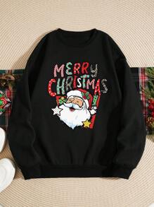 Nam In Giáng sinh Lót nhiệt Áo nỉ - màu đen - Xem 1