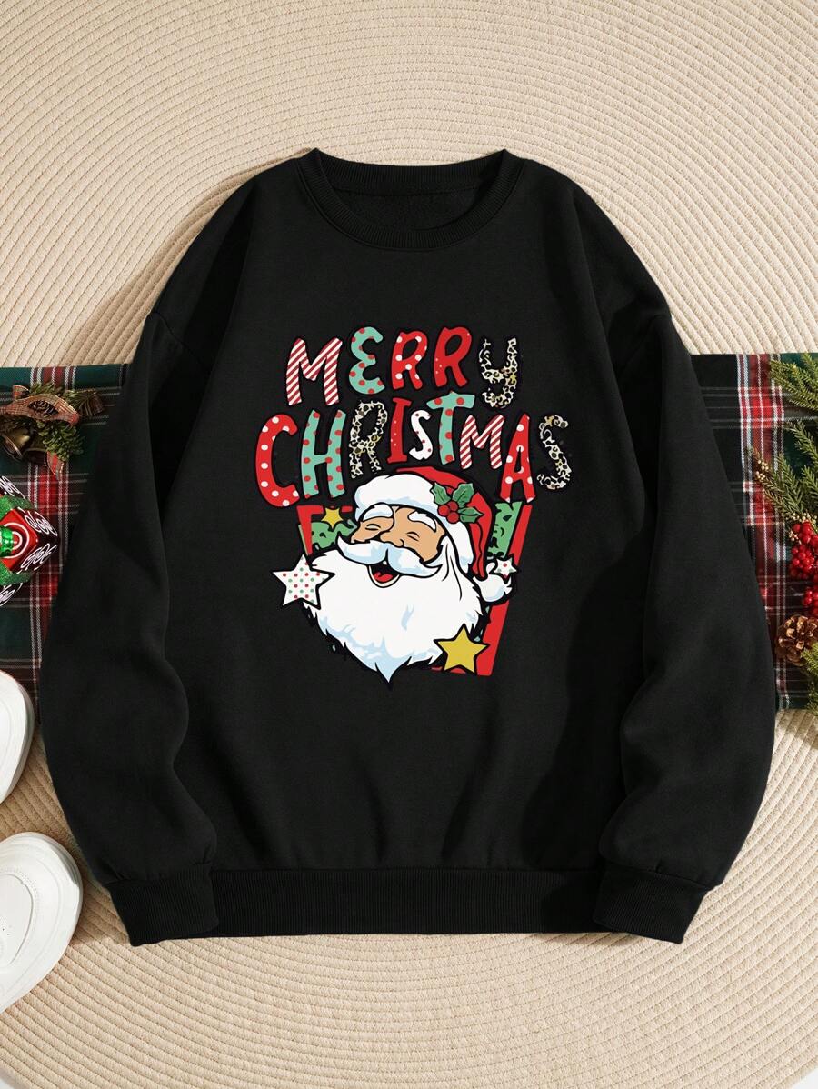 Nam In Giáng sinh Lót nhiệt Áo nỉ - màu đen - Xem 1