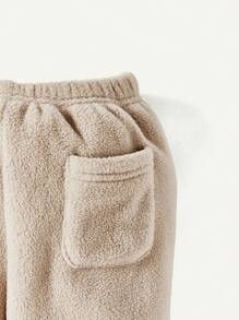Cozy Pixies 男嬰字母刺繡半拉鏈絨毛衛衣和褲子 - 卡其色 - 查看 7
