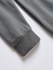 Manfinity Homme 男士字母圖案衛衣和衛褲 - 深灰色 - 查看 5