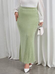 SHEIN Essnce Hơn Cao eo Váy nàng tiên cá - màu xanh lá - Xem 1