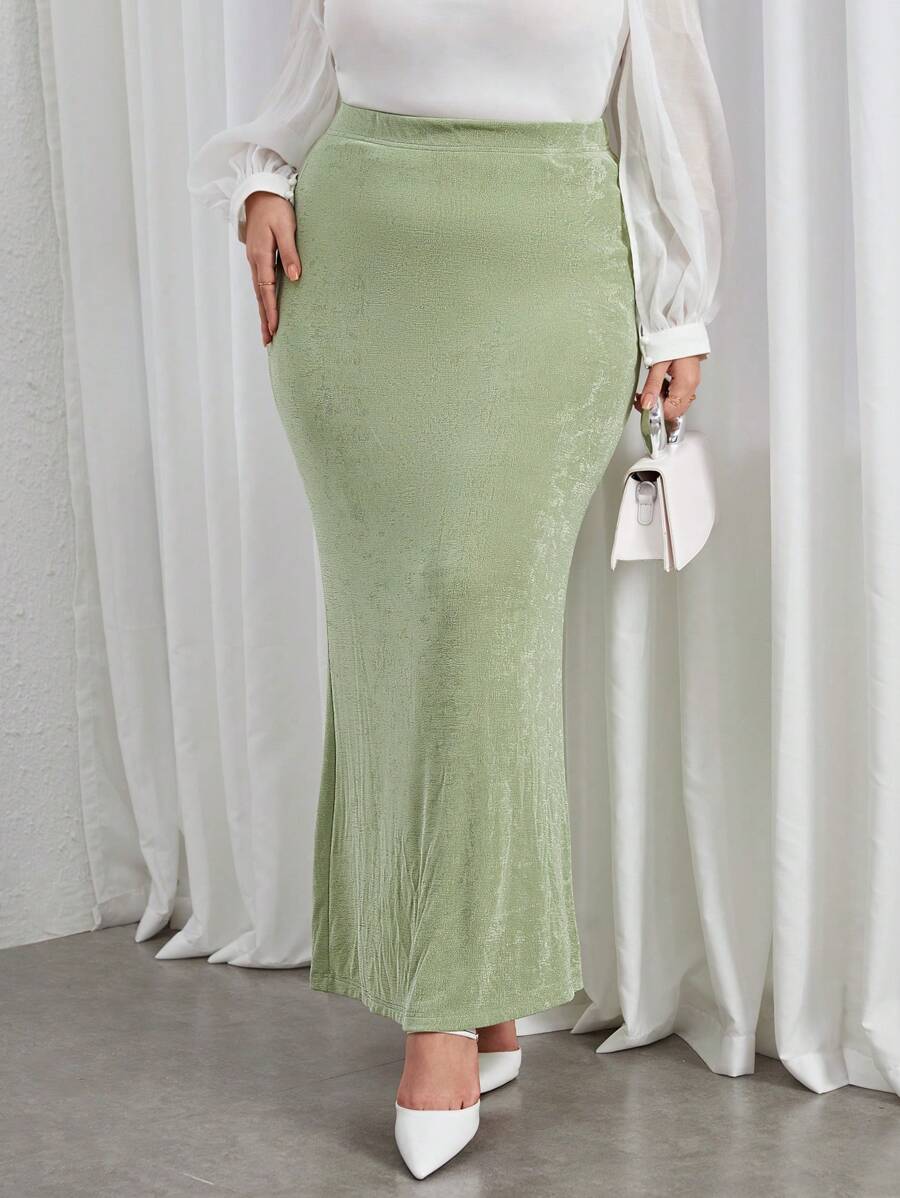 SHEIN Essnce Hơn Cao eo Váy nàng tiên cá - màu xanh lá - Xem 1