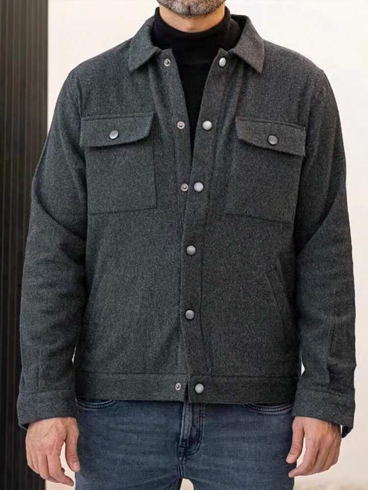 Men Flap Pocket Jacket