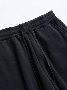 Manfinity Homme 男士字母圖案衛衣和衛褲 - 深灰色 - 查看 4