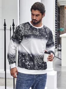 Manfinity Homme Men Plus Paisley Print Sweatshirt - Black - View 4