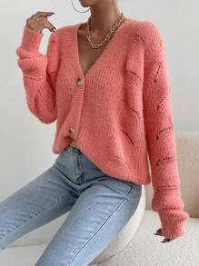 RueChic Cardigan mit Drop Shoulder Knopf vorne,