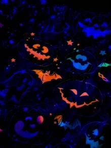PETSIN 1pc Pet Halloween Bat, Pumpkin, Face Patterned Glow In Dark Hoodless Sweatshirt - Multicolor - View 4