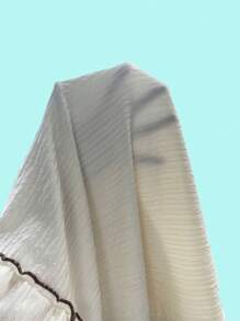 Vestido de tirantes con cordón delantero bajo con fruncido - Beis - Ver 7