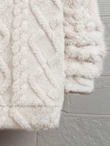 SHEIN Casual Patch & Plush Hooded Sweatshirt For Tween Boys - White - View 3