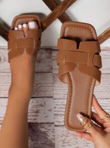 Dép phẳng - màu nâu - Xem 1