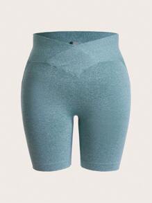 SHEIN Velisys 大碼2入組寬腰帶交叉腰騎行褲 - 彩色 - 查看 5