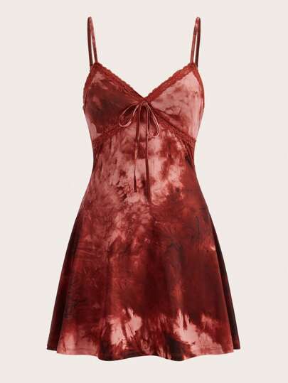 Tie Dye Knot Front Cami Dress