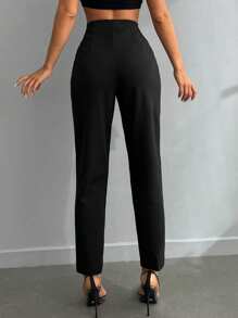 RueChic Solid Suit Trousers - Black - View 2