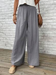 EMERY ROSE Chất rắn Quần ống rộng - Xám - Xem 3