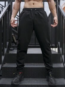 Manfinity Sport Corelite Nam Eo dây rút Túi nghiêng Quần thể thao - màu đen - Xem 4