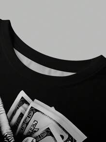 Manfinity LEGND Men Plus Dollar & Hand Print Tee - Black - View 6