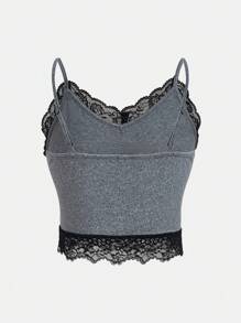 Y2Kool Robin Top de tirantes con encaje en contraste y estampado de calavera oscura, para verano, vacaciones, primavera, playa, salir, festival, Ibiza, se adapta a la colección de ropa casual de otoño, elegante, nuevos atuendos de año nuevo