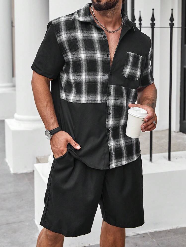 Men Plus Plaid Print Shirt