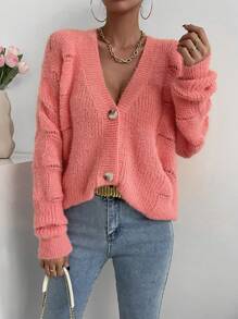 RueChic Cardigan mit Drop Shoulder Knopf vorne,