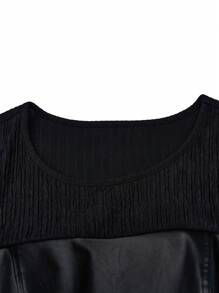 SHEIN Clasi 大碼素色PU皮革洋裝 - 黑色 - 查看 3