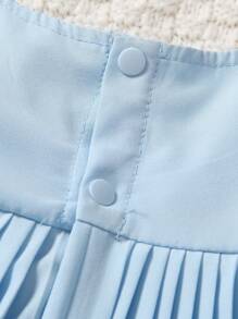 Baby Girls Ruffle Trim Pleated Dresses - Blue - View 5