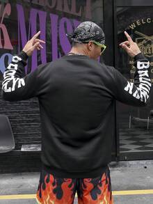 Manfinity EMRG Nam Đồ họa Chữ cái Lót nhiệt Áo nỉ - màu đen - Xem 2