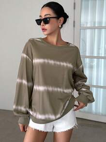 DAZY Tie Dye Drop Shoulder Sweatshirt - Green - View 1