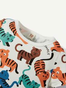 SHEIN 男嬰3入組條紋圖案&老虎印花T恤 - 彩色 - 查看 4