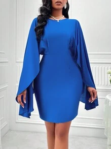 SHEIN Slayr 素色斗篷袖緊身洋裝