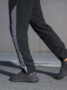 Manfinity Running Boyfriend Style Men Contrast Panel Slant Pocket Sports Pants Fall Breathable