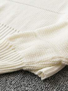 SHEIN Unity Hơn Đồ đan Ribbed Chất rắn Áo len - trắng - Xem 4