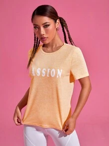 Sport T-Shirt mit Buchstaben Grafik,