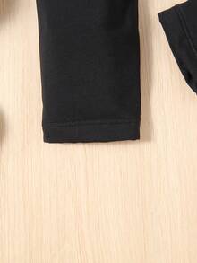 SHEIN Cô Gái Trẻ Thêu Gấu Xà cạp - màu đen - Xem 3