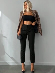 RueChic Solid Suit Trousers - Black - View 5