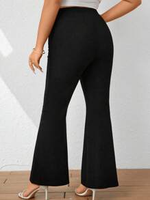 SHEIN Unity Plus Seam Front Flare Leg Pants - Black - View 4