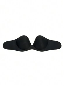 Solid Self Adhesive Strapless Bra - Black - View 1