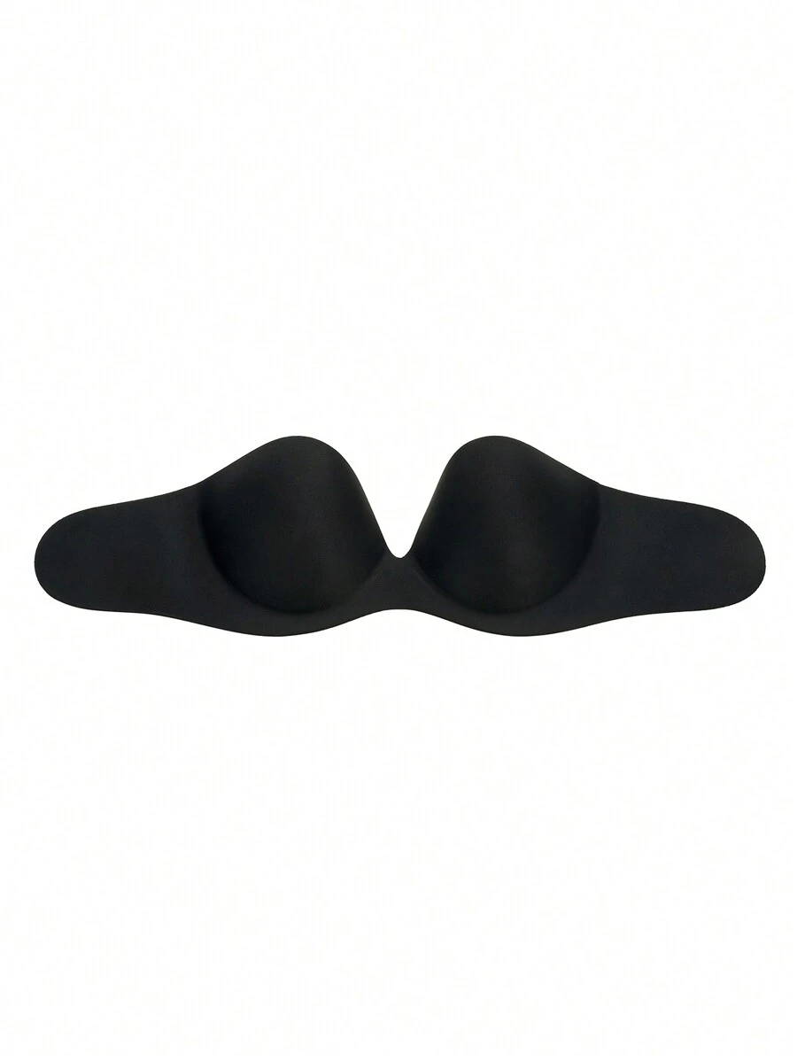 Solid Self Adhesive Strapless Bra - Black - View 1