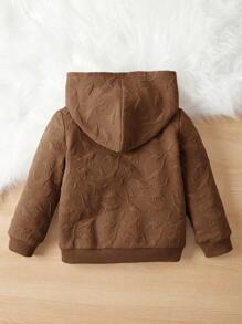 SHEIN Young Boy Dinosaur Embossed Hoodie - Brown - View 2