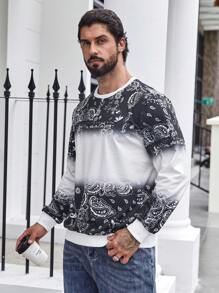Manfinity Homme Men Plus Paisley Print Sweatshirt - Black - View 6