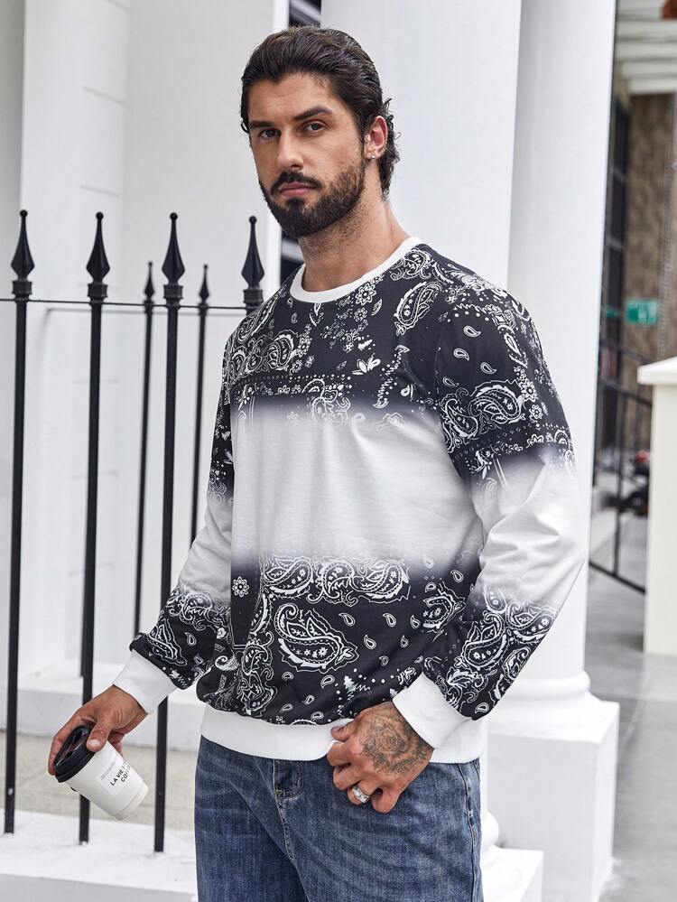 Men Plus Paisley Print Sweatshirt