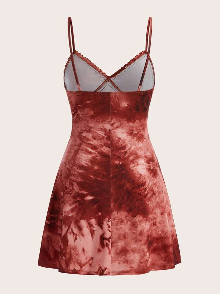 lace knot front cami dress Contrast Lace Knot Front Cami Dress  Parthea Fashion