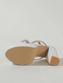 Sandalias de mujeres de tacón alto - Blanco - Ver 3